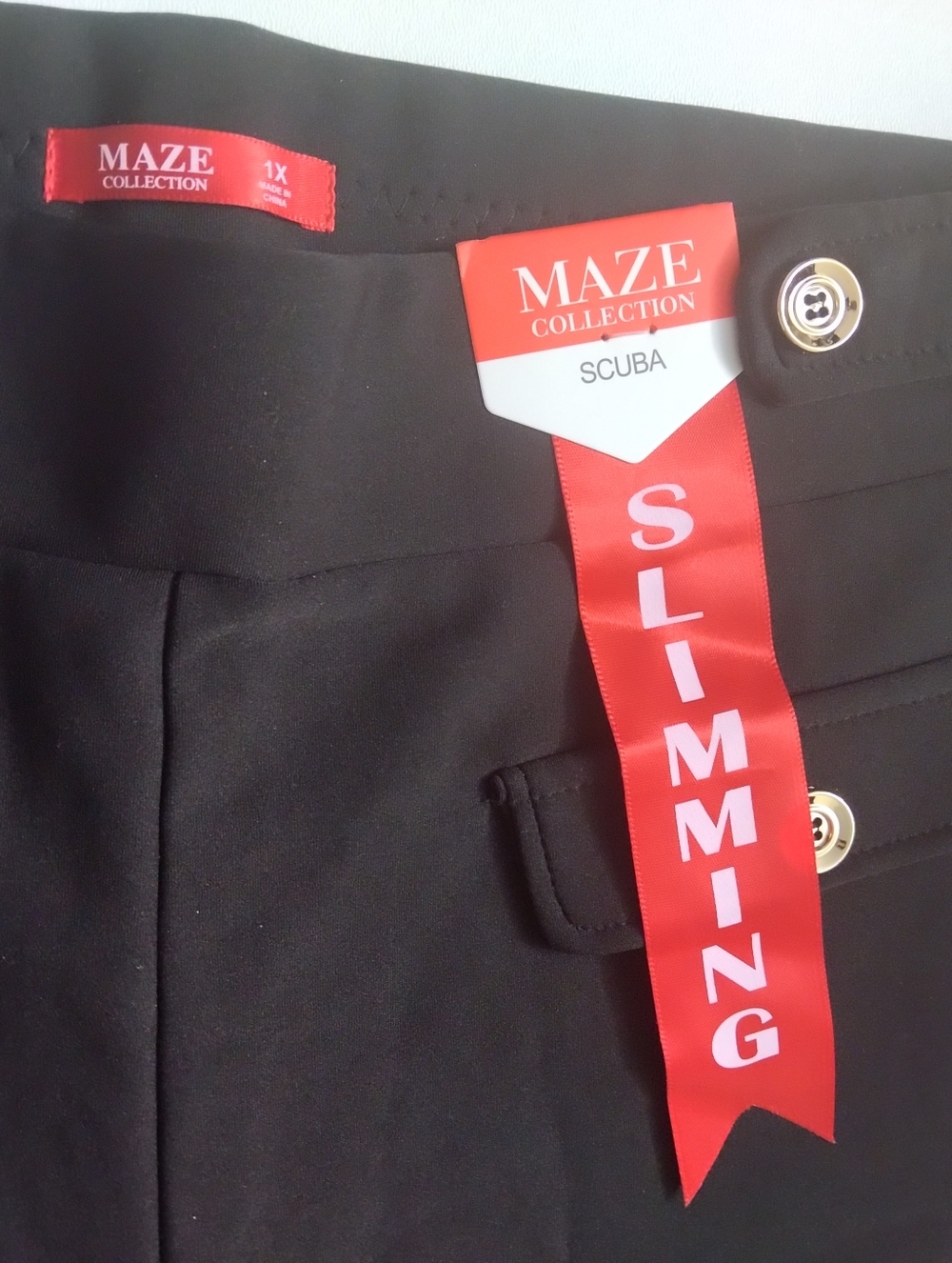 Maze Collection Women's Pants Scuba Slimming 1X New - Picture 2 of 5